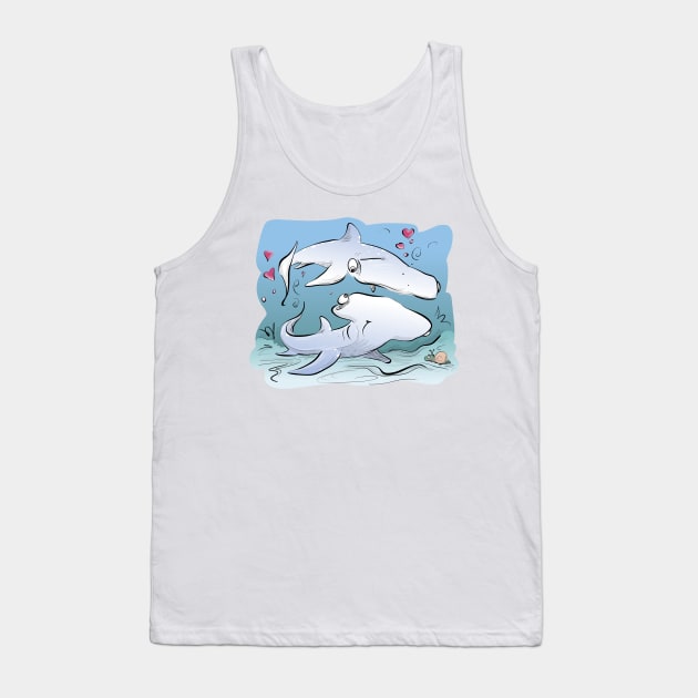 Hammerhead Couple (Color) Tank Top by Jason's Doodles